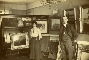 Norman McLaren's father in the showroom of his decorating business, Maxwell Place, Stirling, c 1910.