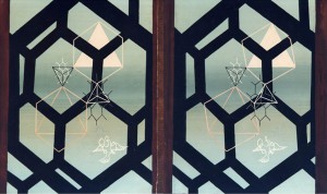 Honeycomb, Stereoscopic painting (left and right) by Norman McLaren, c 1946.
