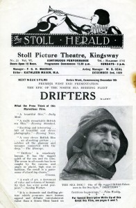 Publicity advertisement for Drifters, Stoll Herald, 1929 (ref. Grierson Archive G2.1.5)